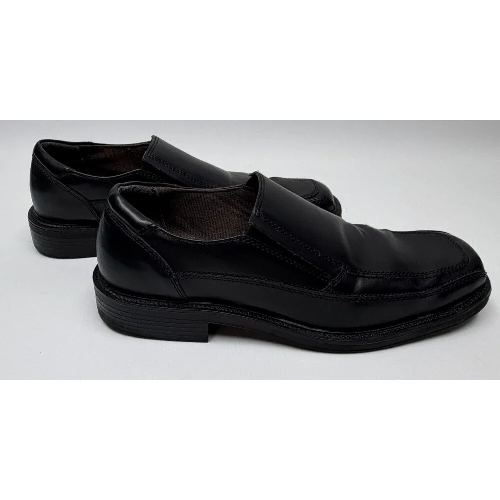 Jarman Metropolis Men's 10.5 Black Slip On Dress Shoes Square Toe Loafers